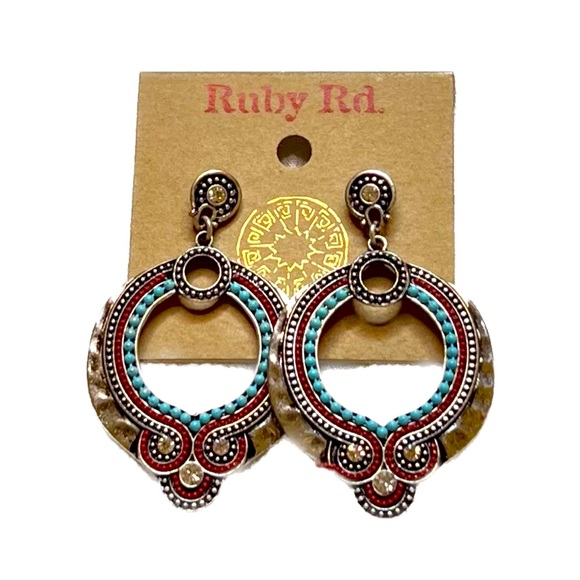 Ruby Rd. Silver earrings with south western design - Picture 1 of 10